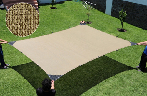 Malla Sombra 3.5x7.5 Mts Beige 90% Reforzada