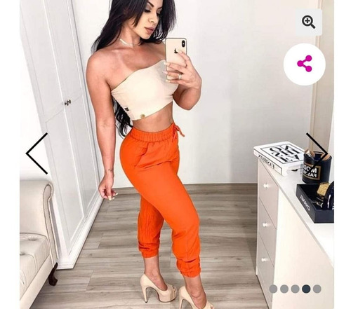 Calça Jogger Feminina Bomber Bengaline Com Elastico E Bolso