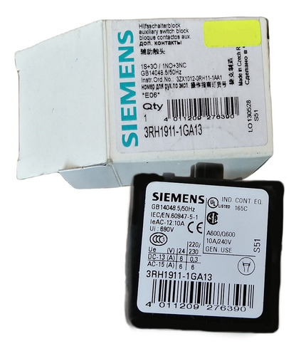 Imagen 1 de 3 de Siemens 3rh1911-1ga13  Bloque Switch Auxiliar
