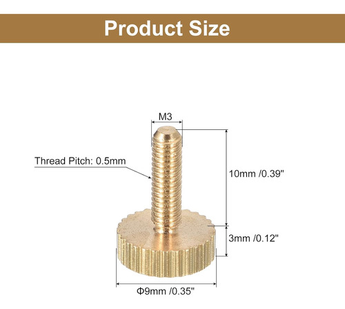 Tornillos Moleteados M3x10 Mm De Latón