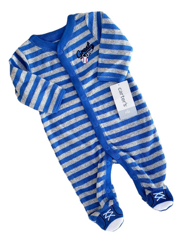 Pijama Carters Toalla Azul Y Gris Bebe Talle Recién Nacido 