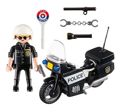 Imagen 3 de 6 de Playmobil 5648 City Action Maletin Policia Con Moto Original
