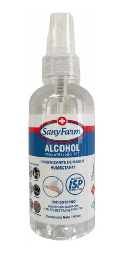 Pack 6 Alcohol Microfiltrado 70% Spray 140 Ml - Sany Farm