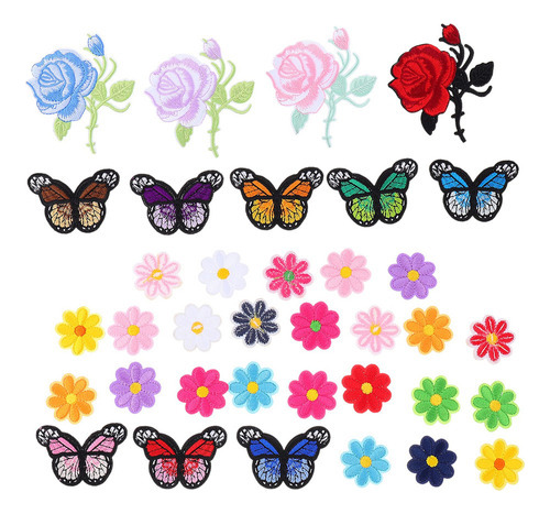 36pcs Parches Bordados Flores Ropa Parche Pegatinas Garm