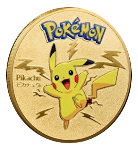 Moeda Pokemon Pikachu Dourada Comemorativa