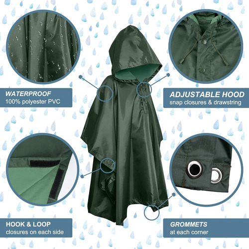 Poncho De Lluvia Resistente, Poncho Para Mochileros, Poncho
