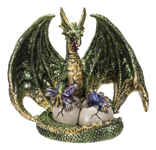 Pacific Giftware Figura De Dragon Con Crias, 6.02 Pulgadas D