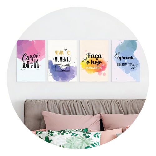 Placas Decorativas Mdf Frases Carpe Diem 30x40cm Kit 4un