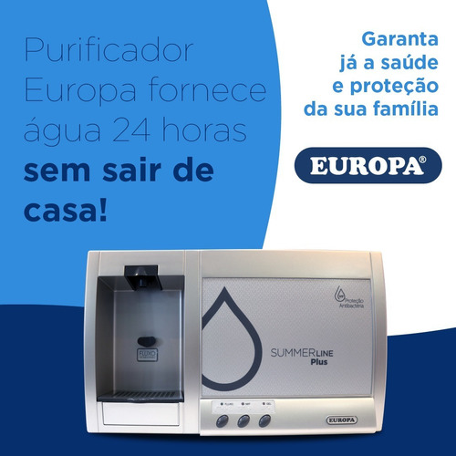 Purificador Europa Summer Line H F Inox - C/ Nota Fiscal
