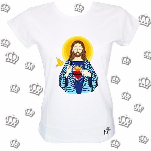 Camiseta Babylook Religiosa Sagrado Coração De Jesus