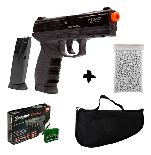 Pistola Airsoft Taurus Pt 24/7 Cybergun 6mm + Capa + Bbs