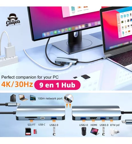 Hub USB 3.0 Multi USB 4 puertos 3.0 5 Gbps Adaptador de concentrador de  datos múltiple portátil con cable de 30 mm compatible para Macbook/Mac  Pro/Mini/iMac/Surface Pro/XPS/Notebook PC, Plug and Play oso