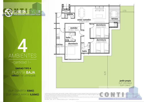 Departamento 4 Ambientes Pb Con Jardín  En  Green Style 2