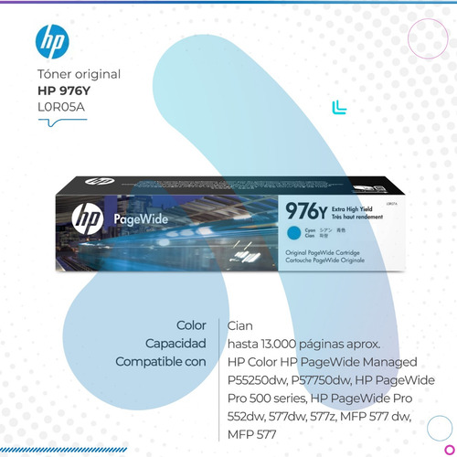 Cartucho Hp 976y Cyan Original L0r05a Hp 552 577 55250 57750