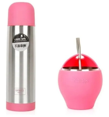 Set Mate Bombilla + Termo Bala Keep   Para Mate Café Té