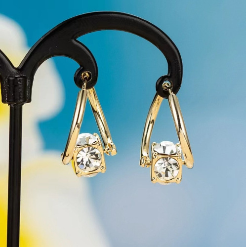 Aretes Plata Diamantes Circonita Cúbica Con Aguja Dama 2par