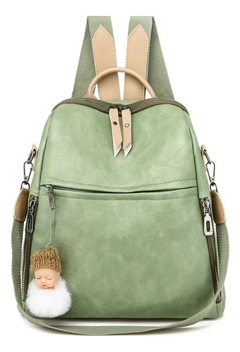 Mochila Pu Para Mujer, Viajes Al Aire Libre, Verde, Talla S,