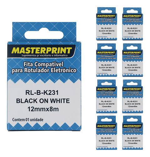 Kit 10 Fita Compatível Com Brother Mk231 T 12mm Pt 80 70 90