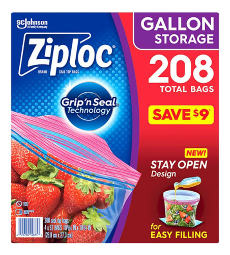 Bolsas De Plástico Gallon Storage Ziploc 208 Pz