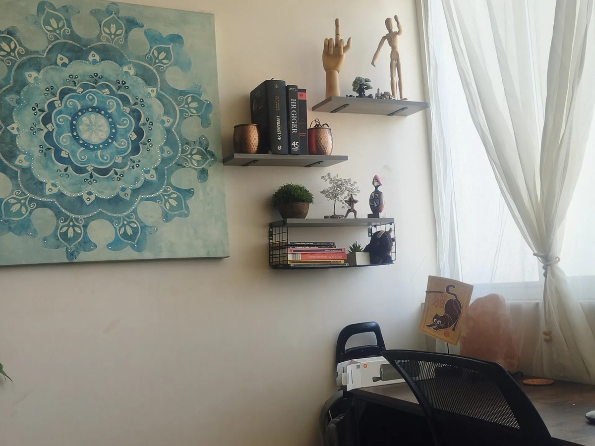 Foto real de Repisas Flotantes De Madera Modernas X3 Con Reja 100% Pino