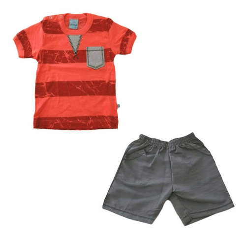 Imagem 1 de 1 de Conjunto Bermuda E Camiseta - Rouge E Indigo - Abrange