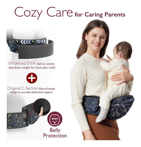 Momcozy Hip Seat Baby Carrier: Cintura Ajustable Con De 3d Y