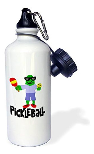 Funny Green Pickle Holding Pickleball Paddle And Ball-s...