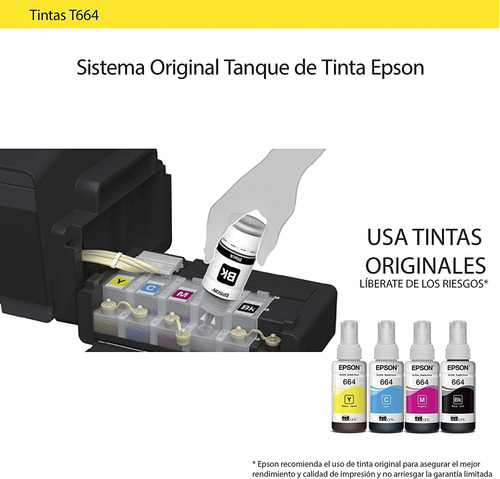 Botella De Tinta Color Negro Epson Ecofit T664 70ml