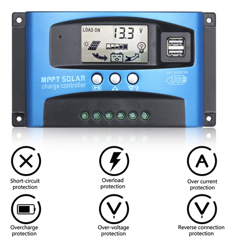 . Regulador De Célula Solar Mppt Auto 100a, Carregador Solar