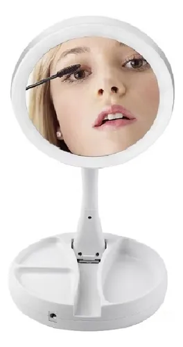 Espejo De Maquillaje Tocador Con Aro Led Plegable 1x Y 10x