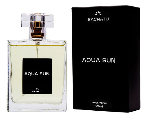 Perfume Masculino Sacratu Premium Aqua Sun Essência Poderosa Longa Duração Feromônio Refrescante Fixação Intensa 100 ml