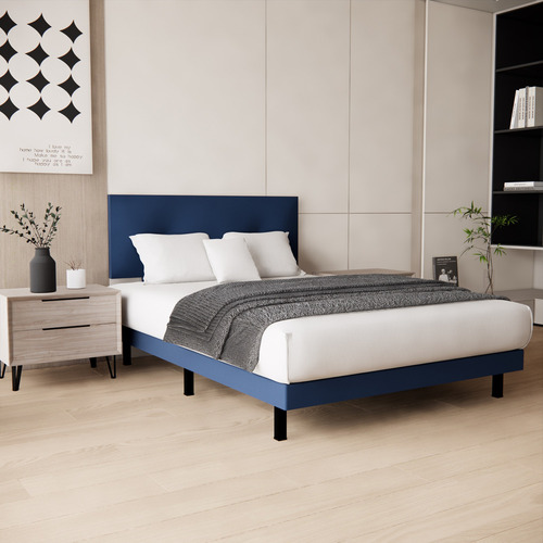 Recamara Cama Base Cabecera Urban Individual Color Azul