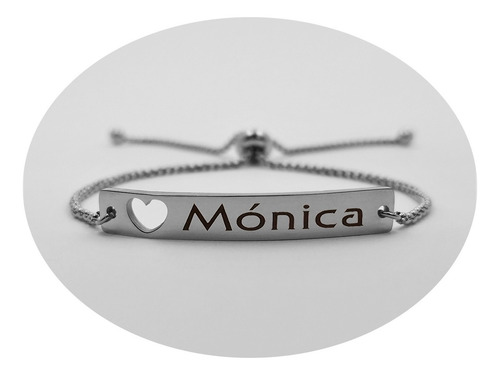 Imagen 1 de 7 de Pulsera Acero Personalizada Grabado Láser M1174