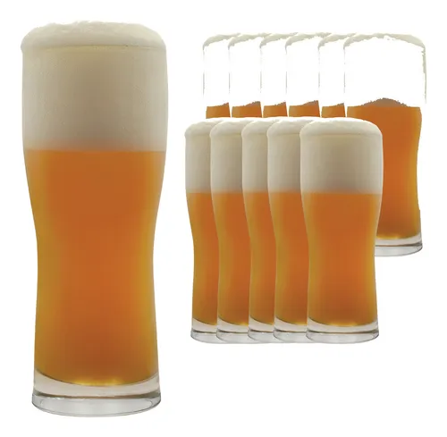 Set 12 Vasos Cerveceros De Vidrio 490 Ml Para Bebidas Ug015 Meses Sin Intereses