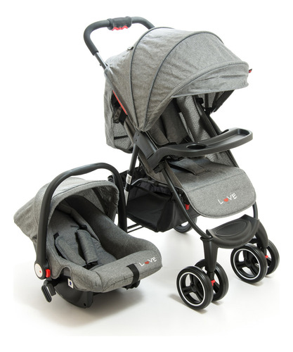 Cochecito Con Huevito 1242 Love Travel System Color Gris Chasis Negro