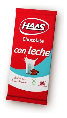 Tableta De Chocolate Haas Con Leche 55 Grs