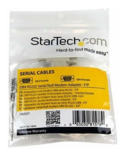 Startech.com Adaptador Módem Nulo Serie Db9 Rs232 Ff