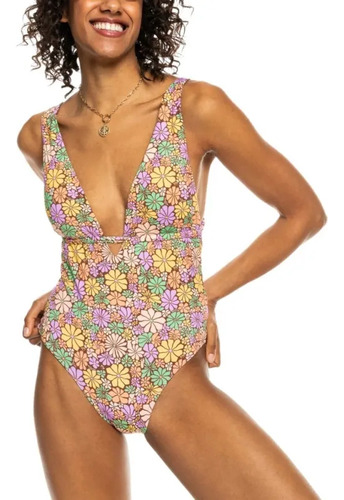 Traje De Baño Playa Roxy All About Sol O Amarillo Mujer Erjx