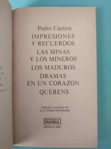Impresiones Y Recuerdos De Pedro Castera - Primera Edición (Usado)