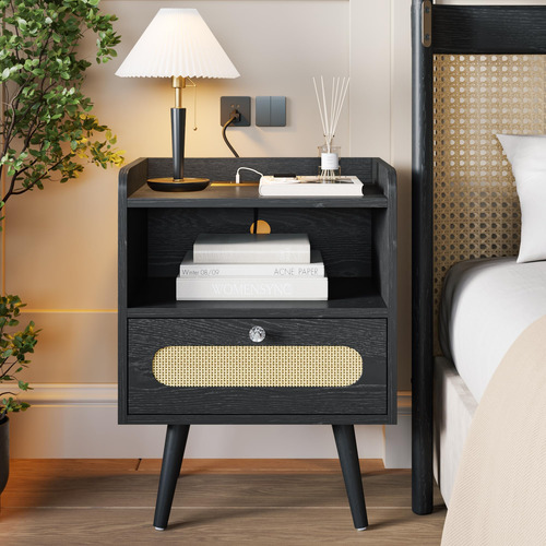 Agdull Diamond Décor Mesita De Noche Con Estación De Carga