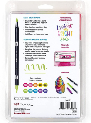 Imagen 2 de 8 de 10 Marcadores Tombow Dual Brush / Colores Brillantes Bright