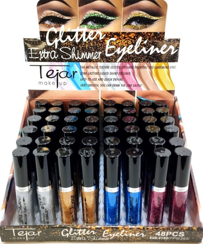 Delineador Ojos Líquido Glitter Tejar En Gel X 48 Unidades