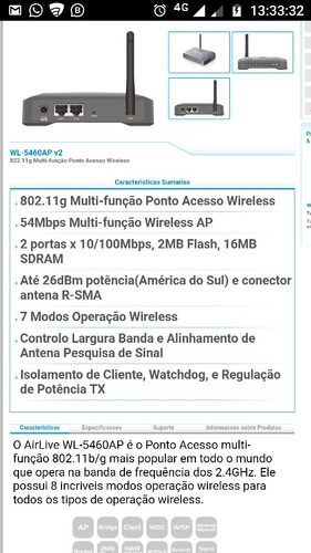 Roteador Wireless Air Live Wl-5460ap V2