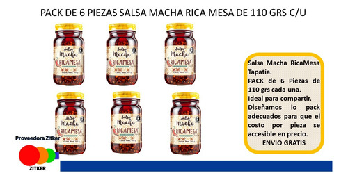 Salsa Macha Ricamesa Tapatia Pack 6 Frasco 110gr Cada Uno