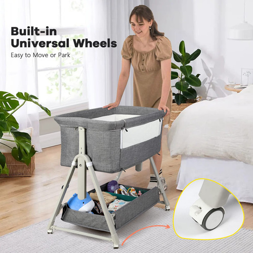 Bassinet Cowiewie Baby Bedside Sleeper W/ Storage Basket Zk0