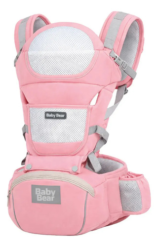 Canguru Baby Bear Ergonômico 12 Posições Rosa Com Bolsos 0-36 Meses