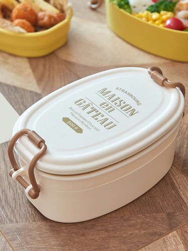 Fiambrera Portátil De Doble Capa Bento Box De 1 Pieza Con Ta