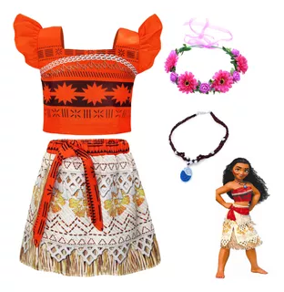 Vestido De Princesa Moana Para Cosplay Para Niñas Fiesta De Cumpleaños Fiesta Juego 4 Piezas Año Nuevo Día Del Niño Disfraz