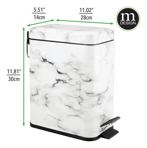 Bote De Basura Moderno De 5 Litros Con Tapa Rectangular De M