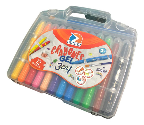 Crayones Gel 3 En 1 + Pincel (x12)